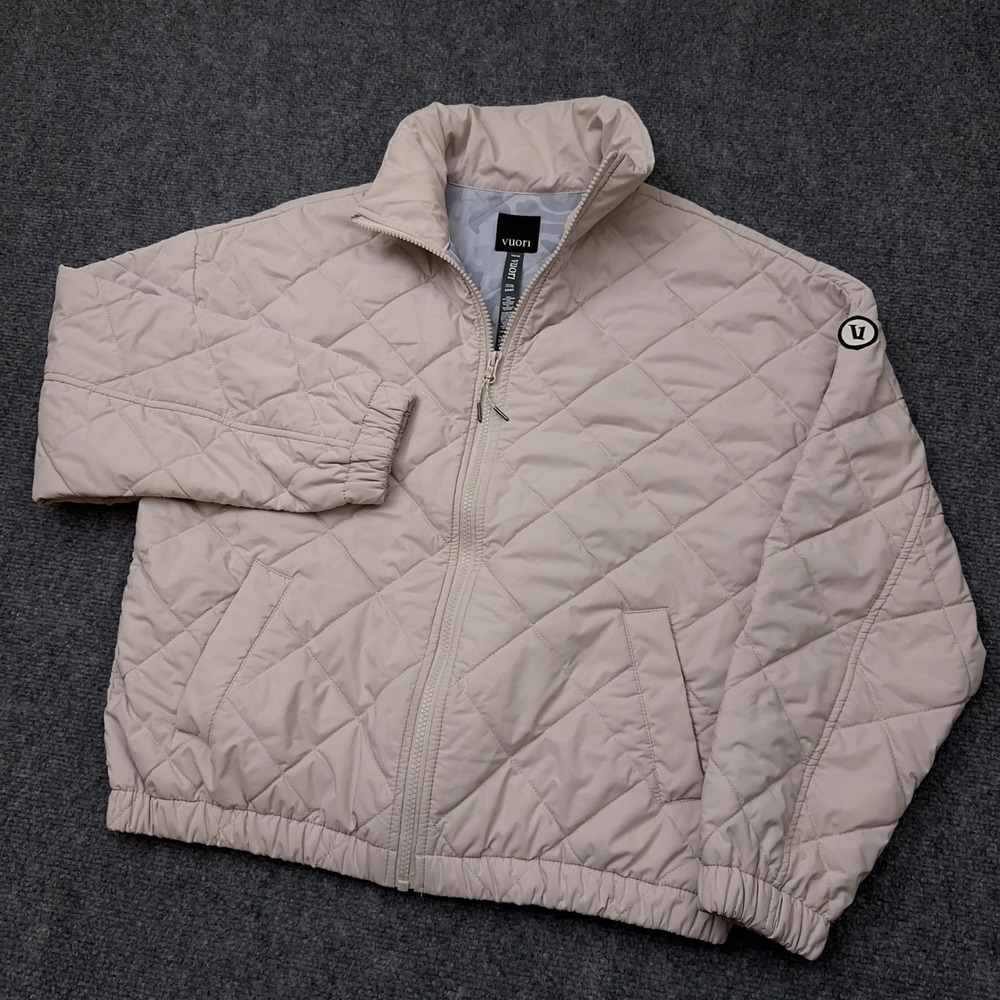 Vuori Echo Insulated Bomber Jacket Women's Small Oyster VW522 Quilted Full Zip